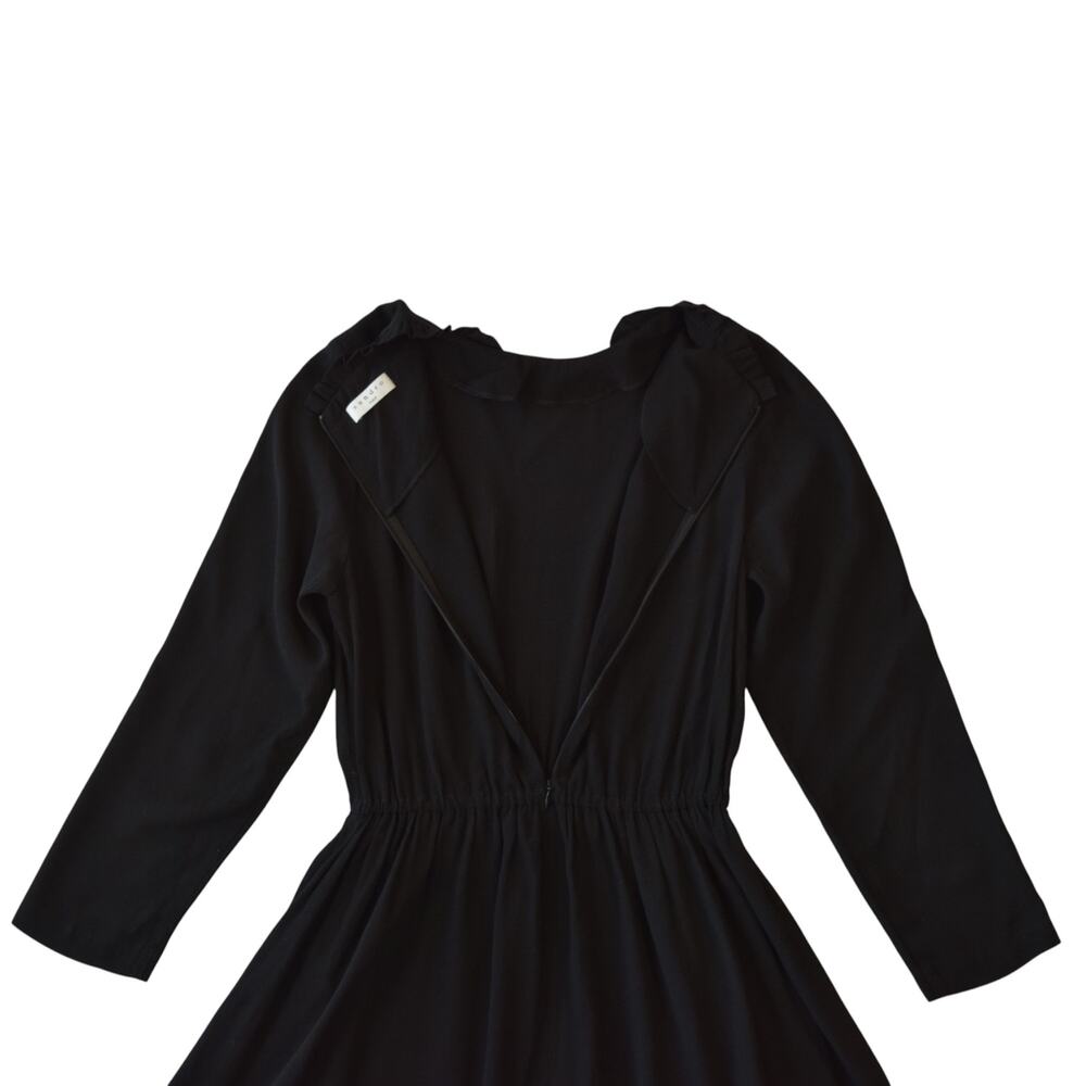 Sandro Paris Black Long Sleeve Ruffle Collar Dress Size 34 - Picture 6 of 7